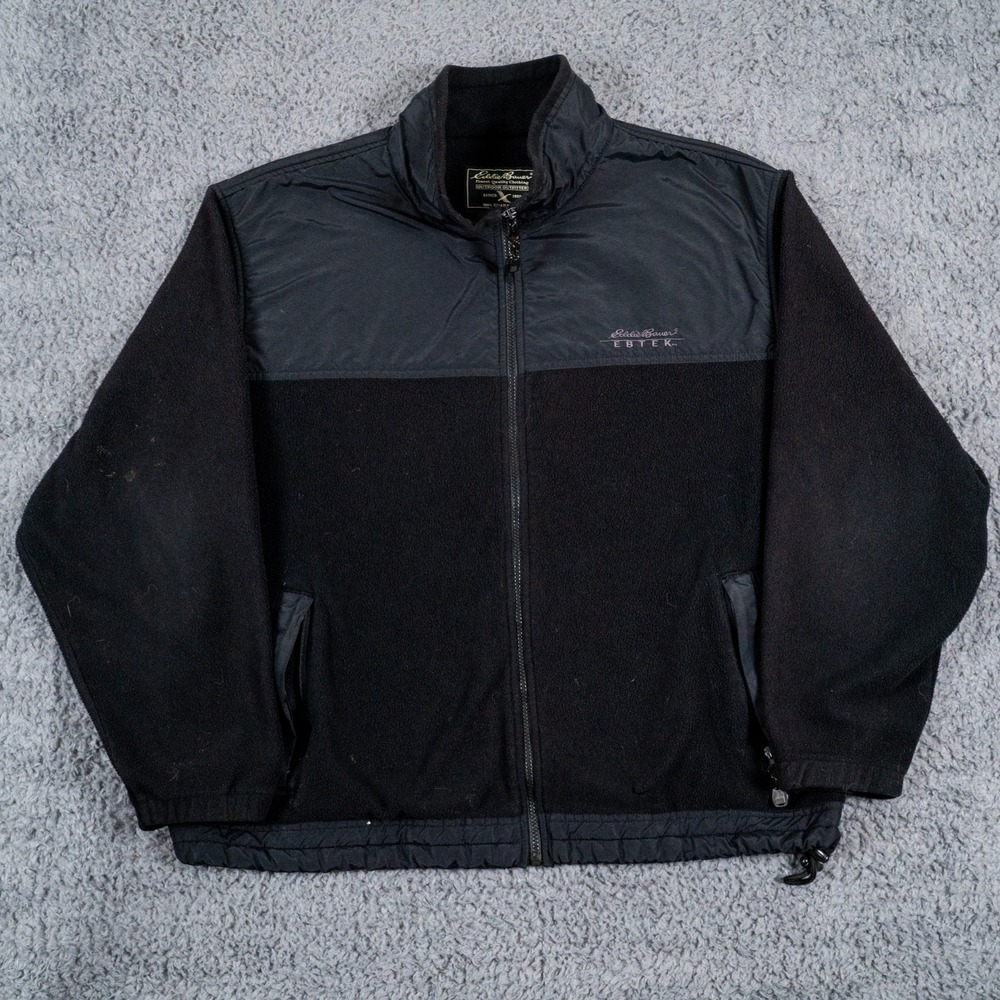 Vintage Eddie Bauer Jacket Mens XL Black Ebtek Full Zip Loose Fit Made in Canada